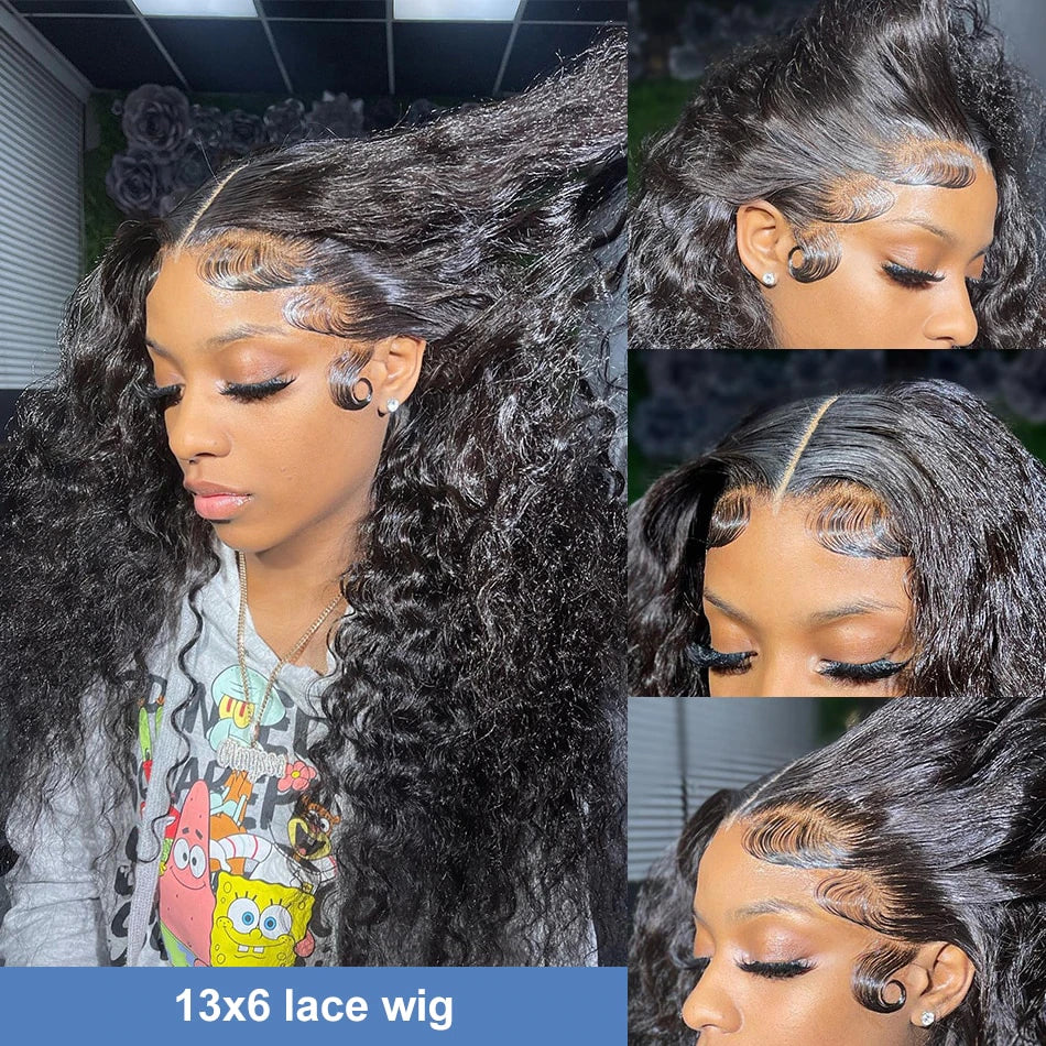 Water Wave 360 Lace Front Wig Human Hair Wigs for Women Loose Deep Curly 13X4 Lace Frontal Wigs Glueless Virgin Brazilian 180%