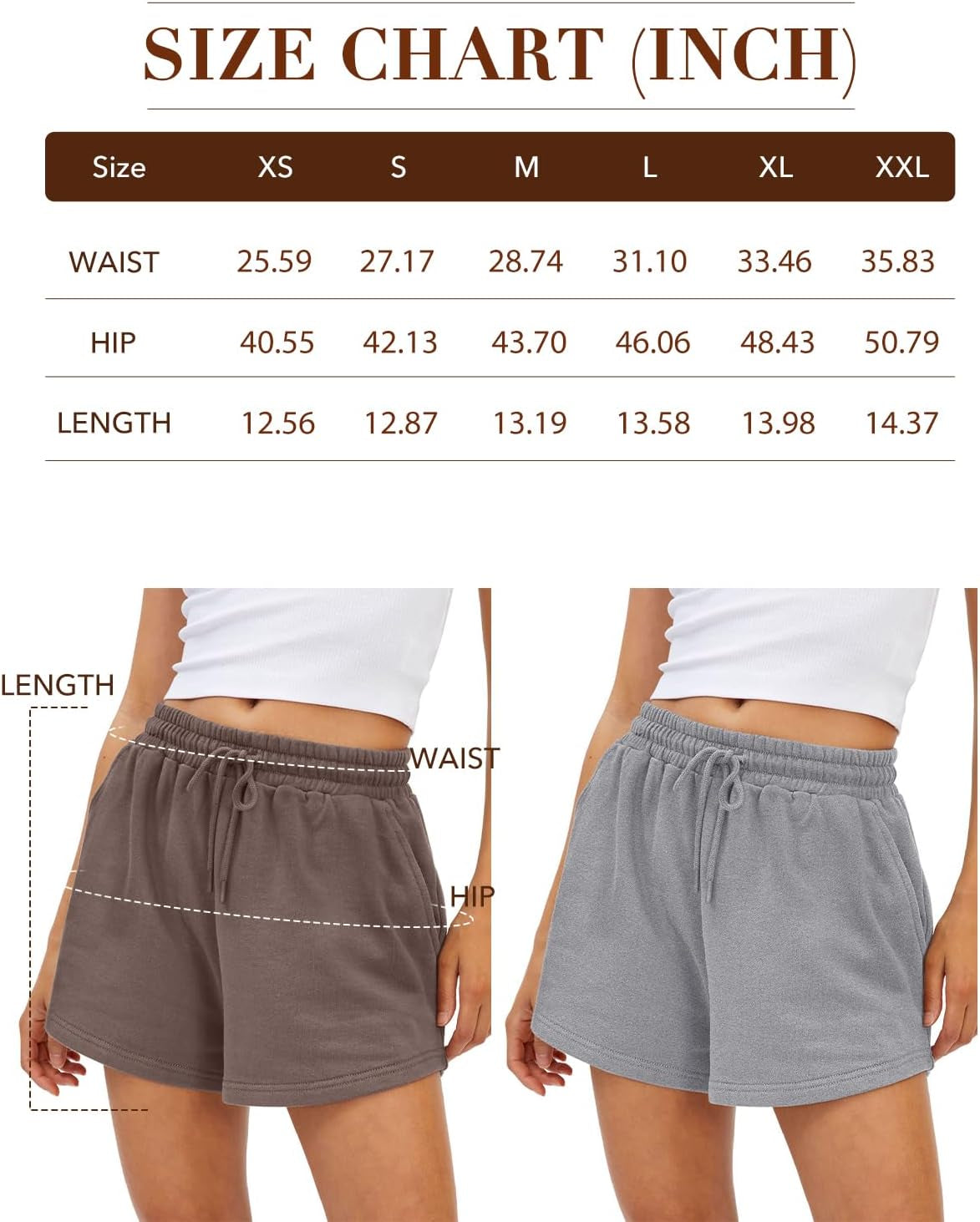 Womens Sweat Shorts Casual Summer Athletic Shorts Elastic Comfy Running Shorts High Waist Pockets Shorts