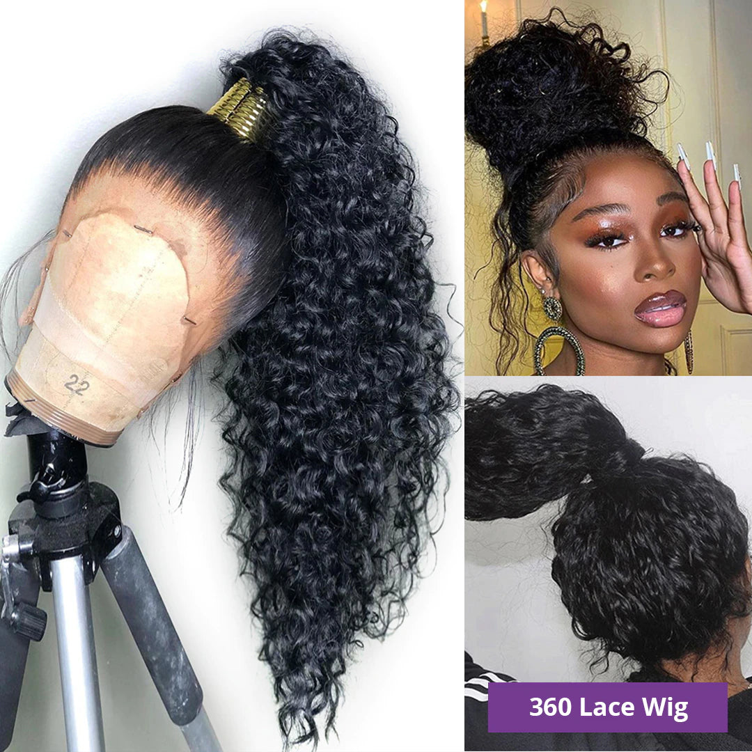 Water Wave 360 Lace Front Wig Human Hair Wigs for Women Loose Deep Curly 13X4 Lace Frontal Wigs Glueless Virgin Brazilian 180%